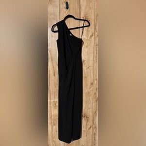 Calvin Klein women’s one shoulder gown with waist ruch